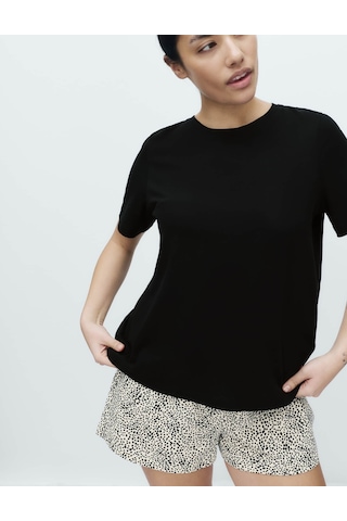 Marks & Spencer Pamuk Karışımlı Desenli Şortlu Pijama Takımı T37004644F Siyah Mix