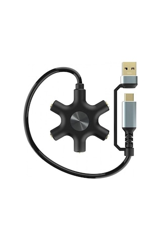 Usb A Type C Ses Kartı Ve 5 Port Kulaklık Çoklayıcı Dağıtıcı Splitter