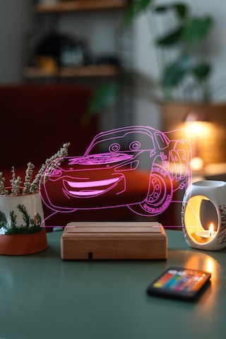 Şimşek Mcqueen Araba 16 Renk Kumandalı 3d Gece Lambası