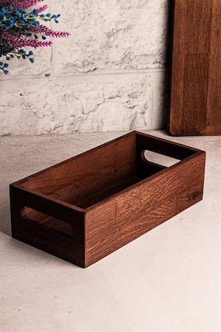 Bready - Ekmek Sepeti Kulplu Ekmeklik Sandık Kutusu 24,5 X 12 X 7cm Ahşap