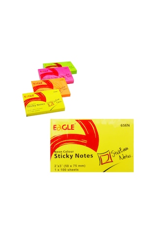 Eagle 50 X 75 MM Neon R. Yapışkanlı Not Kağıdı 100 Yaprak Sarı 656N