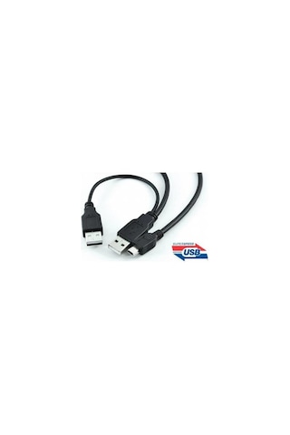 5 Pin Mini Usb Çift Usb Kablo 75 Cm Veri Aktarım Ve Şarj Kablosu -