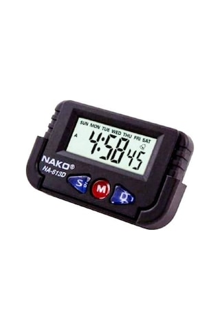 Nako Küçük Dijital Masa - Araba Saati Alarm Kronometre Na-613D Gk