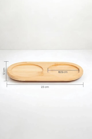 Rotanev Bambu Doğal 2 Bölmeli Yağdanlık Altlığı 23x12 Cm