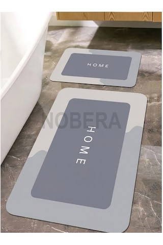 2'li Ultra Emici Kaymaz Banyo Paspası Seti 40x60 Cm & 50x70 Cm Gri