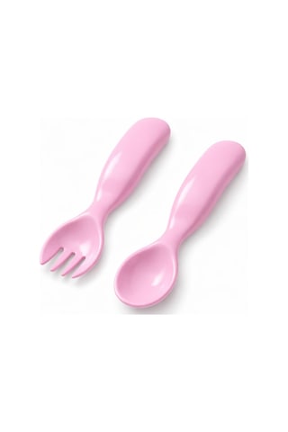 Mamajoo Ergonomik Beslenme Kaşık & Çatal Seti Pembe, 6 Ay+ İkili