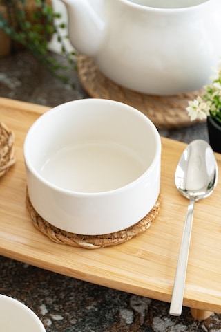 10 Cm 2'li Porselen Sufle Kabı Mini Fırın Kabı / Ramekin Kırık Beyaz