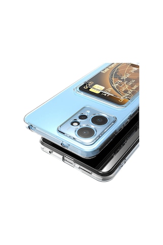 Xiaomi Redmi Note 12 5g Kılıf Kartlıklı Şeffaf Zore Setra Clear Silikon Kapak Renksiz