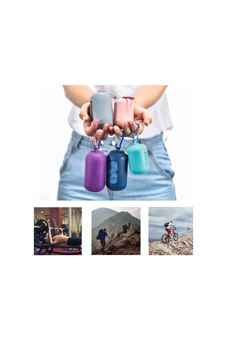 Xiyyadms Spor Ve Seyahat Için Serinletici Mikrofiber Hızlı Kuruyan Havlu Silikon Kılıflı Mor 30x90 Cm Yeni Set Çok Renkli