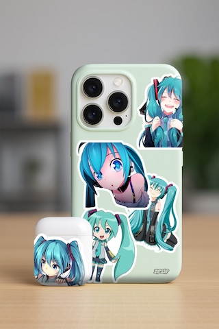 Hatsune Miku Sticker Telefon Laptop Bullet Journal Yapışkanlı Folyo Sticker Paketi 24 Adet Çok Renkli