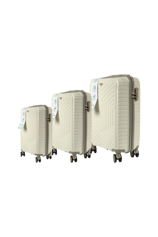 Metropolitan Sdr 103 Pp Valiz Seti - Büyük + Orta + Kabin Boy - Kemik / Gri