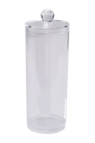 Leasetake Yüz Makyajı Kabı Pamuk Pedleri Yuvarlak Kapaklı Dağıtıcı Şeffaf Akrilik Dağıtıcı Pamuk Şeffaf