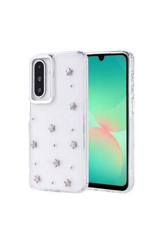 Zore Samsung Galaxy Uyumlu A26 Kılıf Airbag Tasarımlı Simli Şeffaf Omsy Kutup Kapak - Yıldız