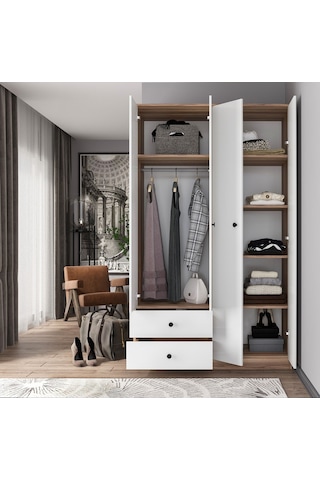 Ganihome Aura 4 Kapaklı 2 Çekmeceli Gardırop Elbise Dolabı Suntalam Ganihome Aura 4 Kapaklı 2 Çekmeceli Gardırop Elbise Dolabı Suntalam