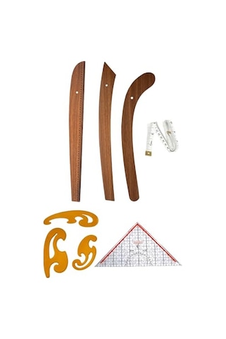 6 Parça Set 3'lü Modelist Riga Cetvel Seti, Modelist Gönyesi, Pistole Cetvel Ve 150 Cm Mezura Diğer