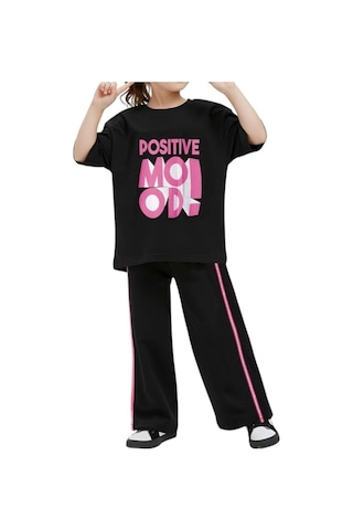 İspanyol Paça Kız Çocuk Alt Üst Takım Siyah