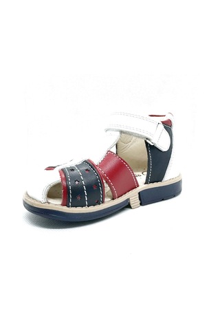 Ortopedia 605-1 Çocuk Ortopedik Tommy Deri Sandalet Beyaz - Kırmızı - Lacivert