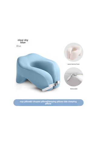 Yunboo Mavi Hafıza Köpük Boyun Yastığı - Ofis Okul Uyku Desteği - Ergonomik U-şekilli, 28x24x17cm Açık Mavi