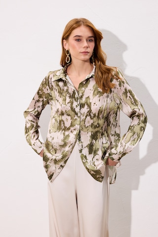 Sateen Desenli Düz Kesim Gömlek - Haki-136803 haki