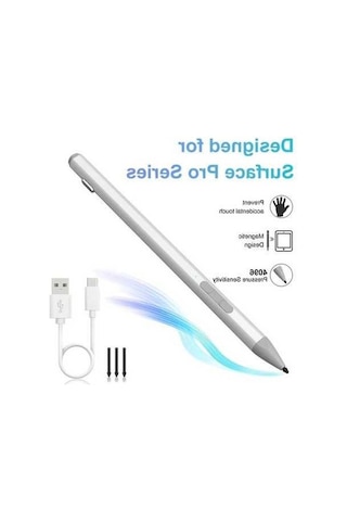 Fastbuy Silvery Surface Pro 11/9/10/8 İçin Yüksek Kaliteli Stylus Kalem