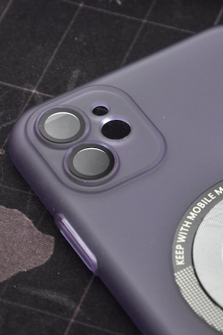 Apple Uyumlu iPhone 11 Uyumlu Mor Renkli Yarı Şeffaf İnce Sert Kapak Kılıf Kamera Lens Korumalı Mor -