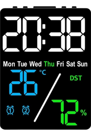Trendooze Suntek Saat Ev Dijital Çalar Ayarları Alarm 3-renk-siyah 2 Lc