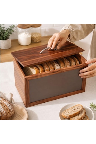 Akasya Ekmek Dolabı 37x22x24 Kahverengi