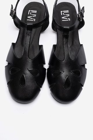 Luvishoes Nathalıe Siyah Cilt Hakiki Deri Kadın Sandalet