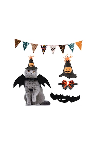 Hangfox Halloween Köpek Ve Kedi Kostümü Seti - Avrupa Stili Spooky Dekoratif Giyim - Felt Malzeme Konforlu Evcil Hayvan Kostümü