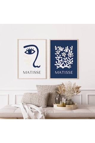 Mavinin Güzelliği Matisse Duvar Tablosu Çerçeveli 2'li Set Ahşap Renk 35 X 50 Boyut/ebat