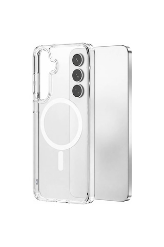 Samsung Uyumlu Galaxy S26 Kamera Korumalı Magsafe Wireless Şarj Özellikli Lüks Şeffaf Silikon Telefon Kılıfı Şeffaf