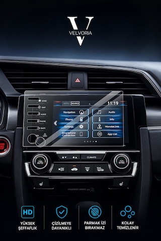 Honda Civic Fc5 Makyajlı Kasa Multimedya Glass Ekran Koruyucu 2019-2022 Nano Ekran Koruyucu