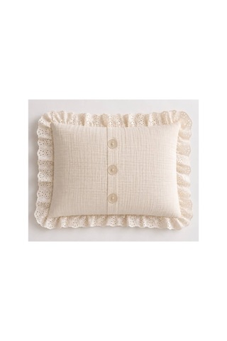 H&c Bebek Müslin Nevresim Takımı 4 Parça Brode Dantel Detaylı Krem 100x150 CM