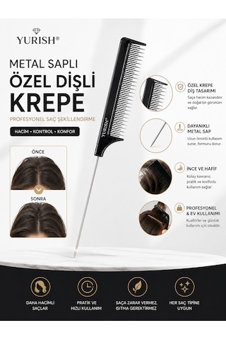 Profesyonel Metal Saplı Özel Dişli Krepe Tarağı , Kuaför Tarağı 0