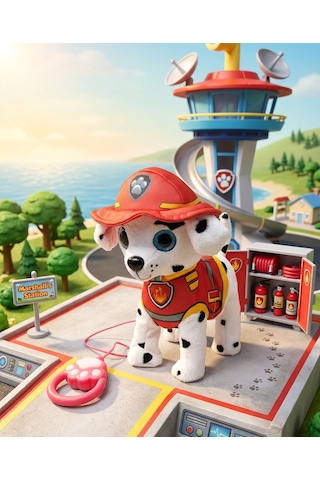 Paw Patrol Köpek Yürüyen, Havlayan Müzikli Tasmalı Kumandalı Peluş Oyuncak Paw Patrol Peluş Köpek, Paw Petrol Oyuncak Kırmızı