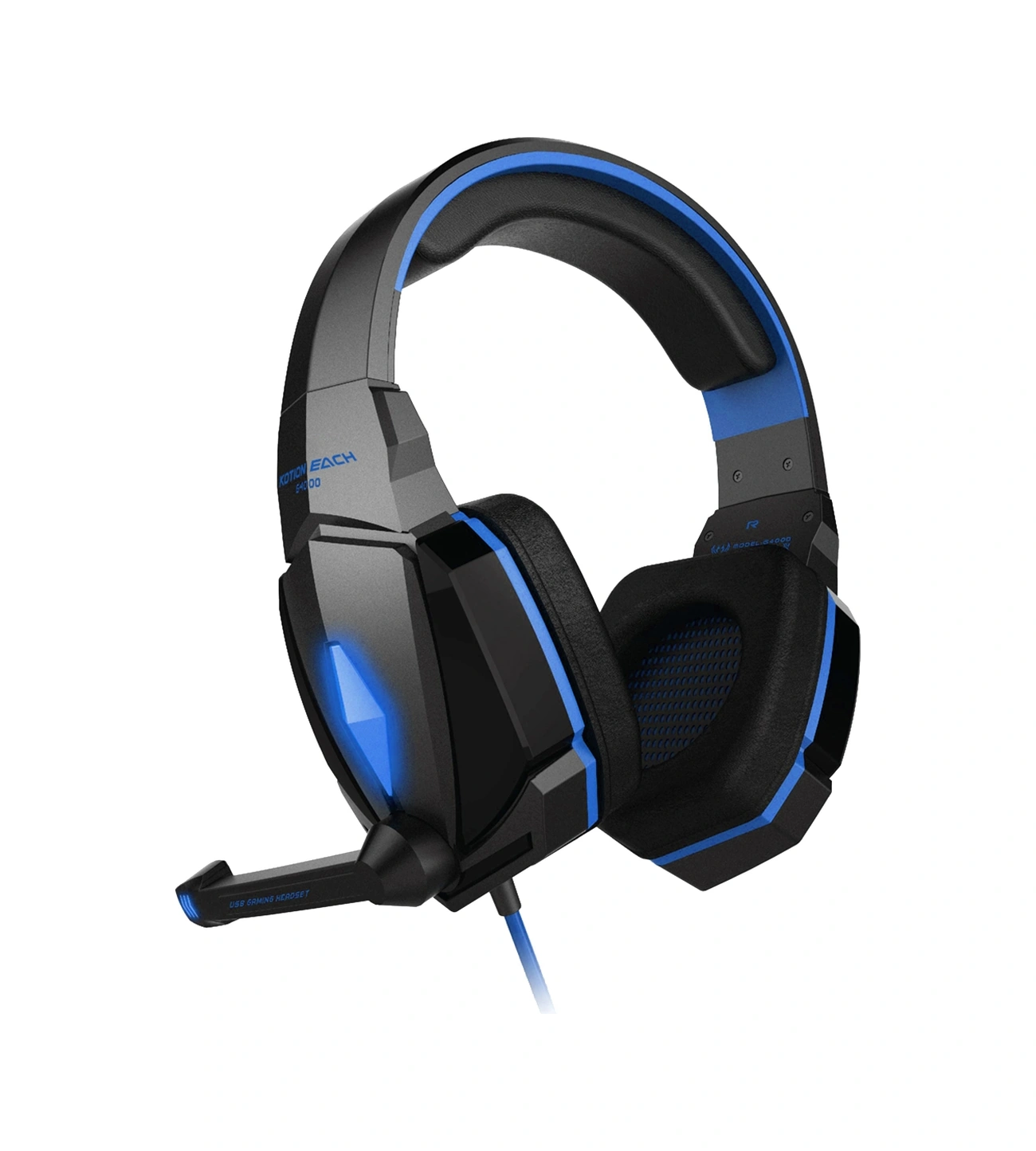 Sones Kotıon Each G4000 Stereo Oyun Kulaklığı Kafa Bandı Mikrofonlu Ses Kontrolü Led Işıklı Pc Oyuncusu İçin, Kablo Uzunluğu: Yaklaşık 2,2 M