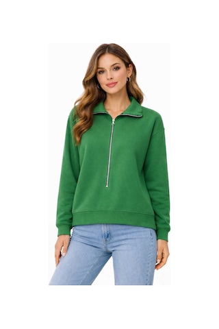 Bebuy Sweatshirt Yarım Fermuarlı Yeşil
