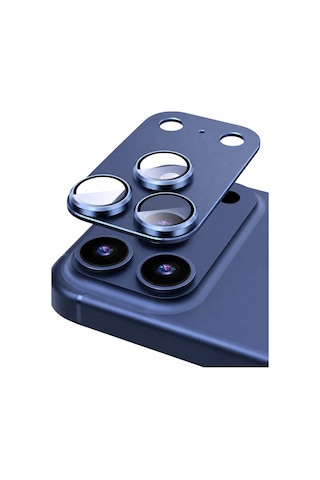 Tam Kapatan Apple iPhone Uyumlu 17pro Max - 18 Pro Max Lens Koruma Açık Mavi