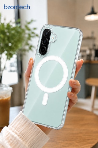 Samsung Galaxy Uyumlu A26 5g Yumuşak Magsafe Kablosuz Şarj Destekli Şeffaf Kılıf Kamera İçin Yükseltilmiş Çerçeve