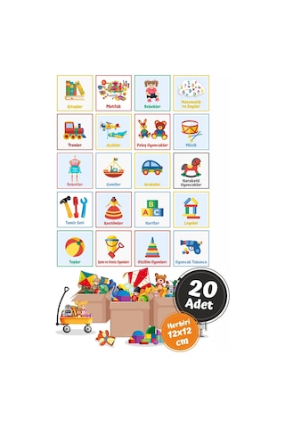 MSticker Eğlenceli Büyük Renkli Oyuncak Kutusu Sticker-organizer Etiket-renkli Baskılı 20 Parça