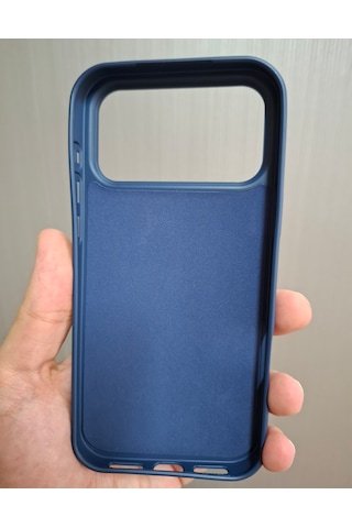 Apple Uyumlu iPhone 17 Pro Max Logolu İçi Kadife Silikon Lansman Kılıf Lacivert