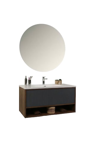 Kobos Elegant 100 Cm Banyo Dolabı Seti Miling Oak + Argento Antrasit