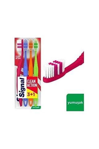 Premium Action 4'lü 3+1 Yumuşak Diş Fırçası Açık Ahşap