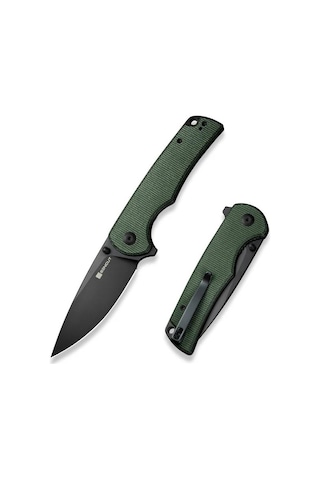 Sencut Praktisk Green Canvas Micarta Handle Black 9cr18mov Blade Kamp Çakı Yeşil