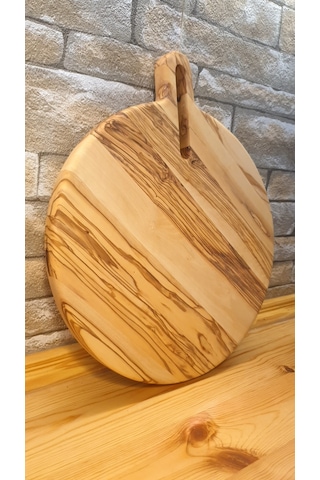 Zeytin Ağacı Ahşap Pizza Peynir Sunum Saplı Kesme Tahtası