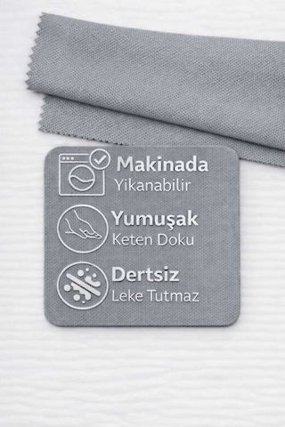Perdeyap1980 Kadife Dokulu Gri Renk Masa Örtüsü Açık Gri
