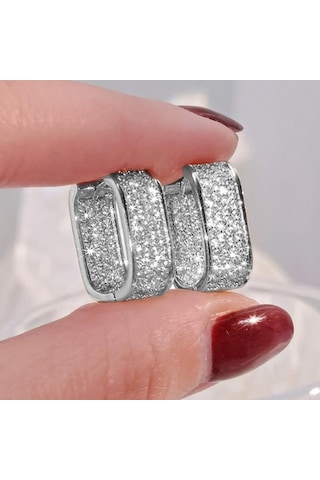 Gümüş Kadınlar İçin Kübik Zirkonlu Lüks Moda Yüzükler, Altın Gelin Aksesuarları, Düğün Küpeleri, Sevgililer Günü Hediyesi, Takı Gümüş