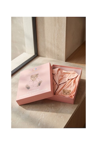 Katia&bony Kadın Teddy Baskılı Premium Kutulu Pijama Takımı Şeftali