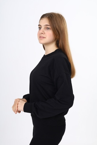 Toontoy Kız Çocuk Düşük Omuz Gazeli Okul Sweatshirt Siyah