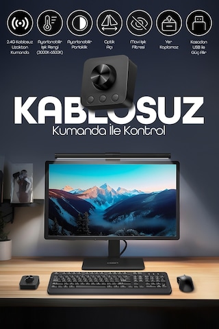Monitör Lambası Kumandalı Light Pro Series Usb Kademeli Parlaklık Renk Ayarlı Masa Pc Ekran Işığı